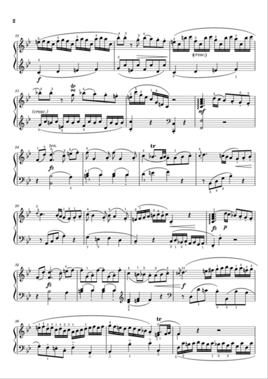 Mozart - Piano Sonata No.13 in B-flat major, K.333 1st Mov - Original With Fingered - For Piano Solo Piano Solo scores gallery preview page 2