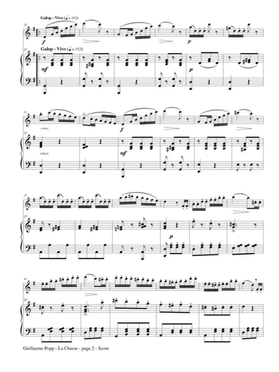 La Chasse, Galop Brillant, Opus 250, No. 6 for Flute and Piano