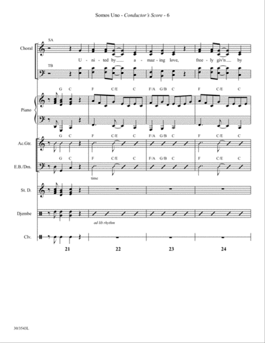 Somos Uno - Instrumental Ensemble Score and Parts Choir scores gallery preview page 8