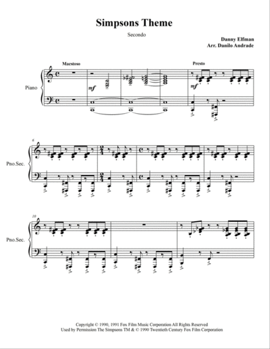 Theme From The Simpsons Piano scores gallery preview page 2