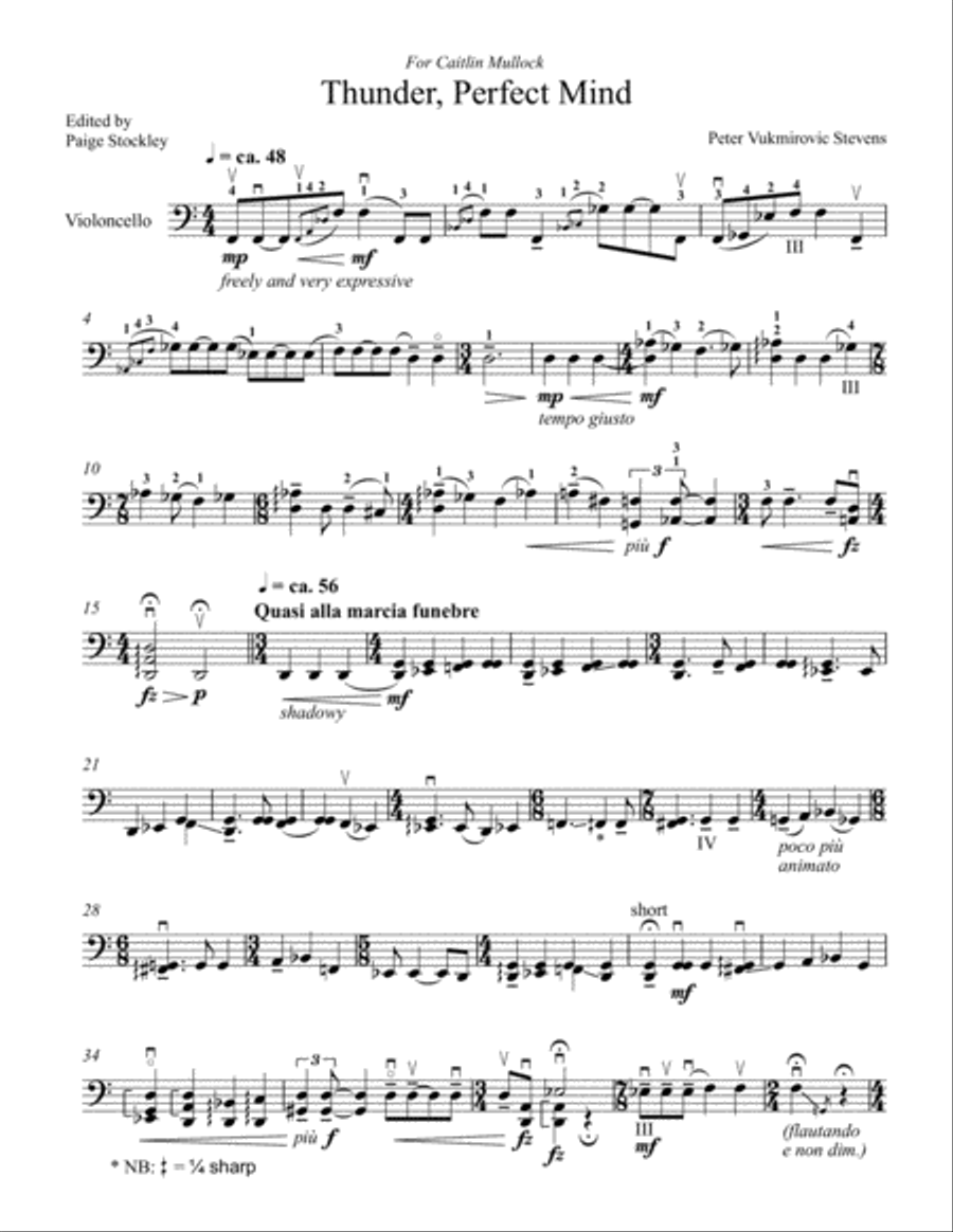 (The) Thunder, Perfect Mind Cello Solo scores gallery preview page 1