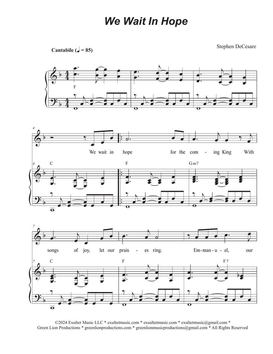 Book cover for We Wait In Hope (Unison choir - Medium Key)