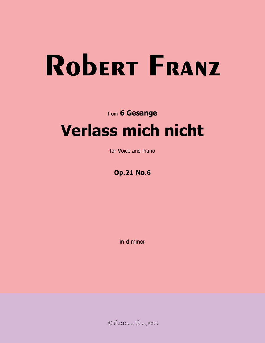 Verlass mich nicht, by Robert Franz, in d minor Voice scores gallery preview page 1
