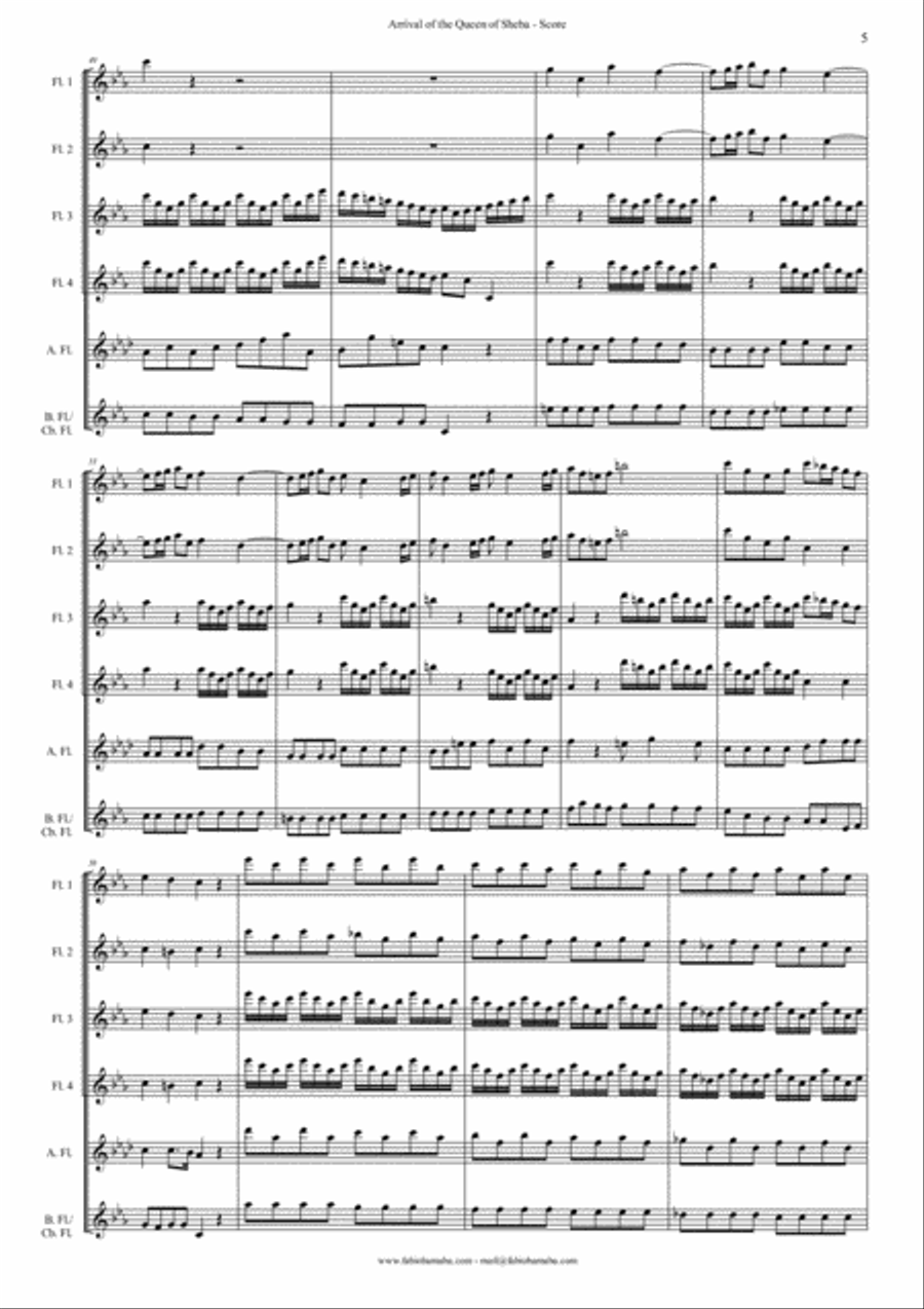 Arrival of the Queen of Sheba - for Flute Choir Flute Choir scores gallery preview page 6