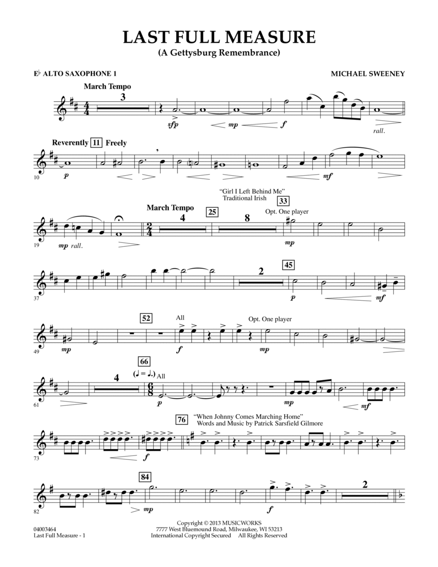 Last Full Measure (A Gettysburg Remembrance) - Eb Alto Saxophone 1