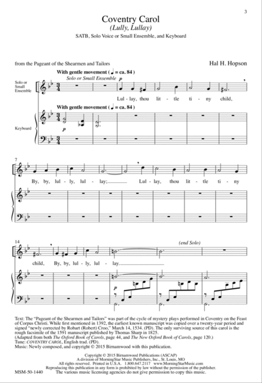 Coventry Carol (Lully, Lullay) 4-Part scores gallery preview page 2