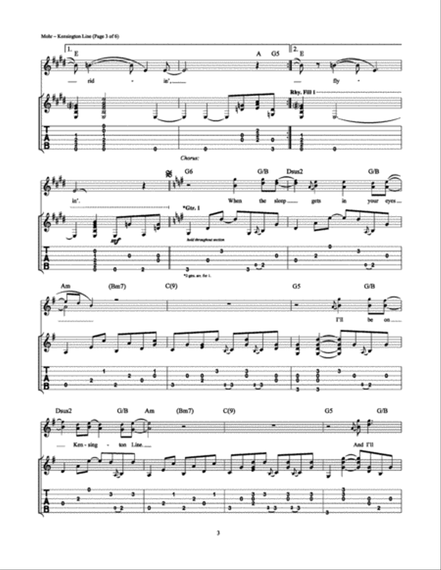 Kensington Line Kensington Line Electric Guitar scores gallery preview page 3