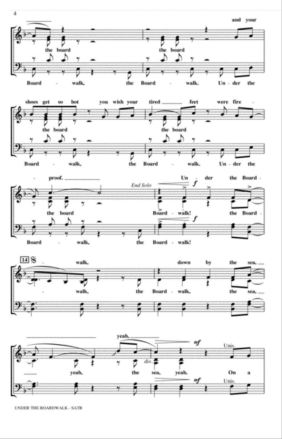Under The Boardwalk (arr. Mark Brymer) 4-Part scores gallery preview page 2