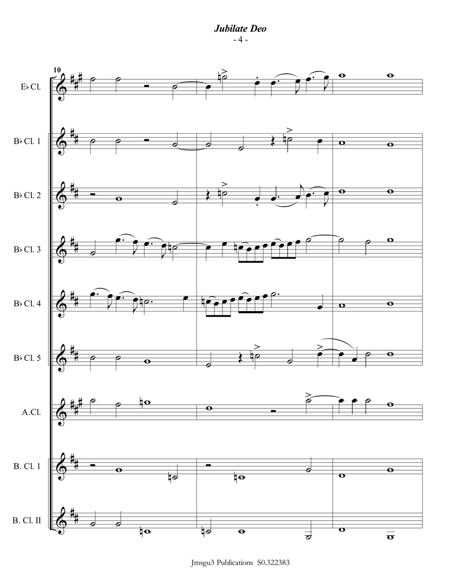 Gabrieli: Jubilate Deo Ch. 136 for Clarinet Choir Clarinet Choir scores gallery preview page 4