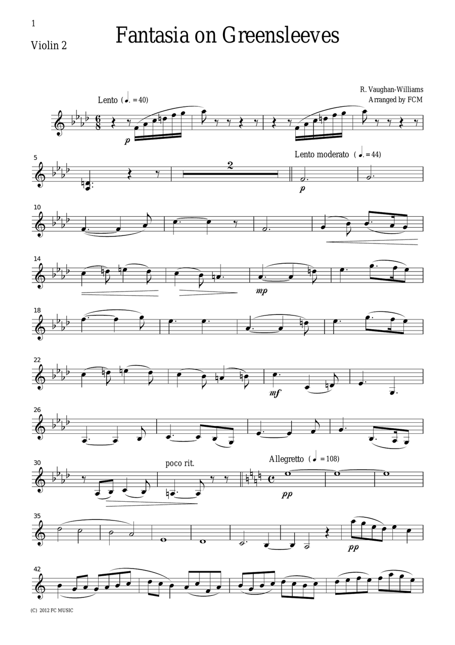 Fantasia on greensleeves viola on sale
