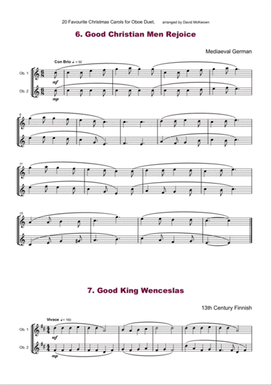 20 Favourite Christmas Carols for Oboe Duet Woodwind Duet scores gallery preview page 6