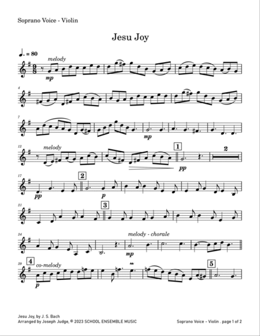 Jesu Joy by Bach for String Quartet in Schools String Quartet scores gallery preview page 6