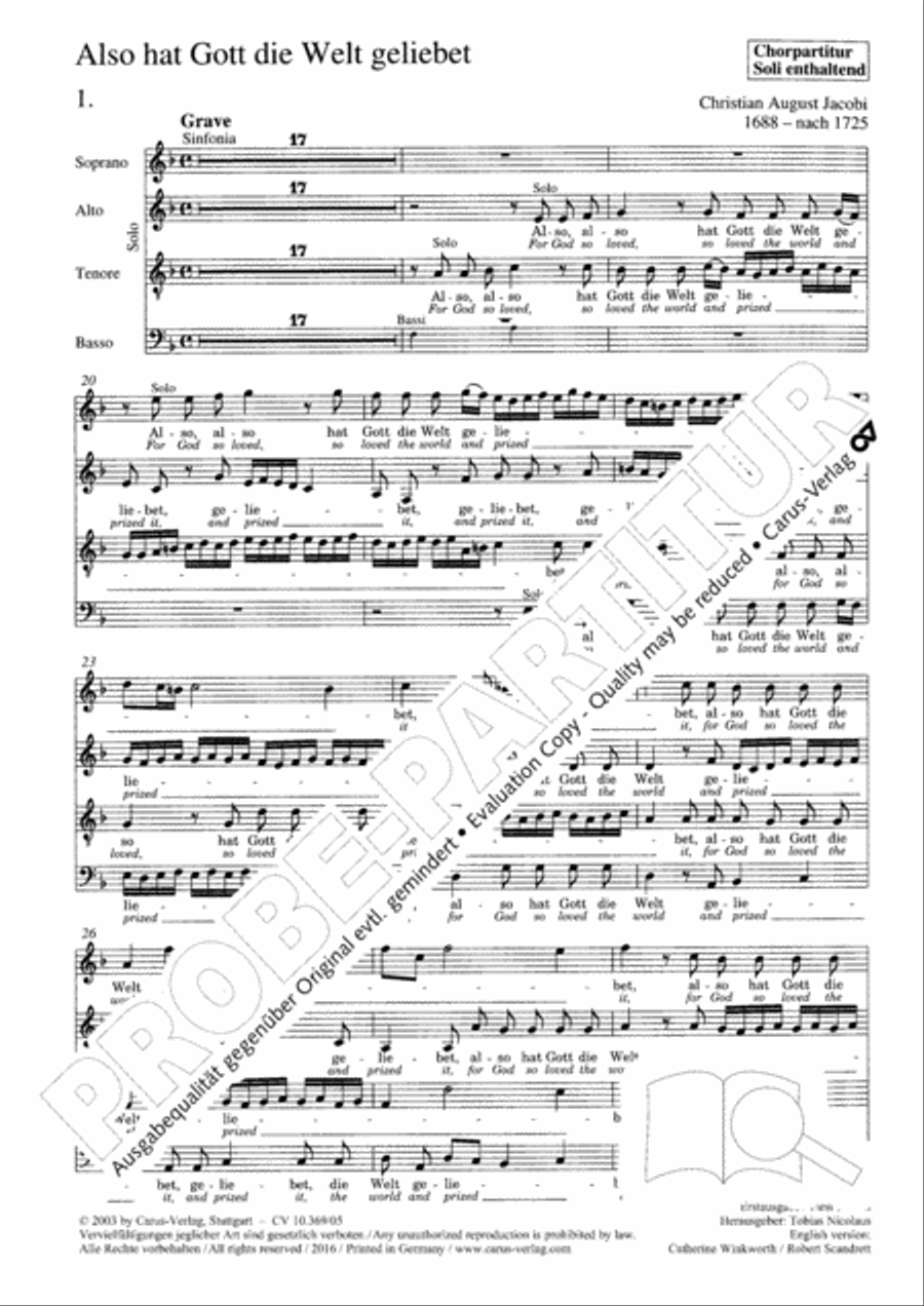 So greatly God esteemed the world (Also hat Gott die Welt geliebt) 4-Part scores gallery preview page 3