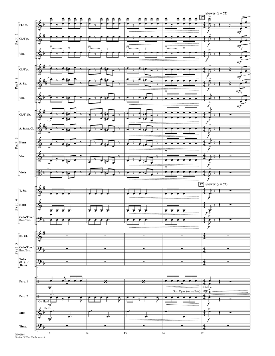 Pirates Of The Caribbean - Conductor Score (Full Score) Concert Band scores gallery preview page 3