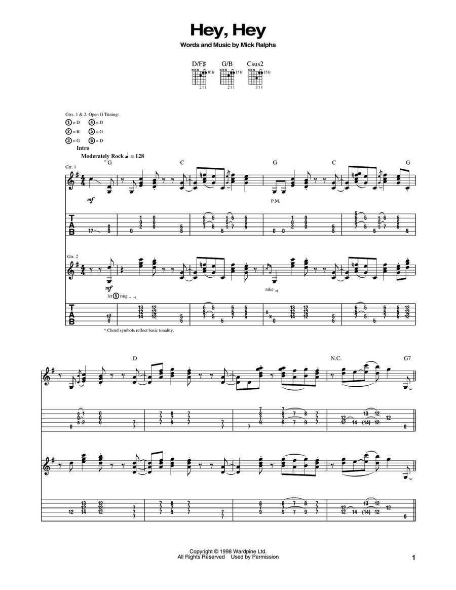 Hey, Hey Acoustic Guitar scores gallery preview page 1