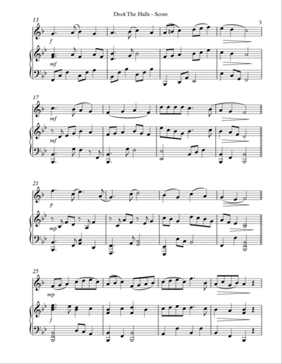 Deck The Halls, Duet for French Horn and Pedal Harp image number null