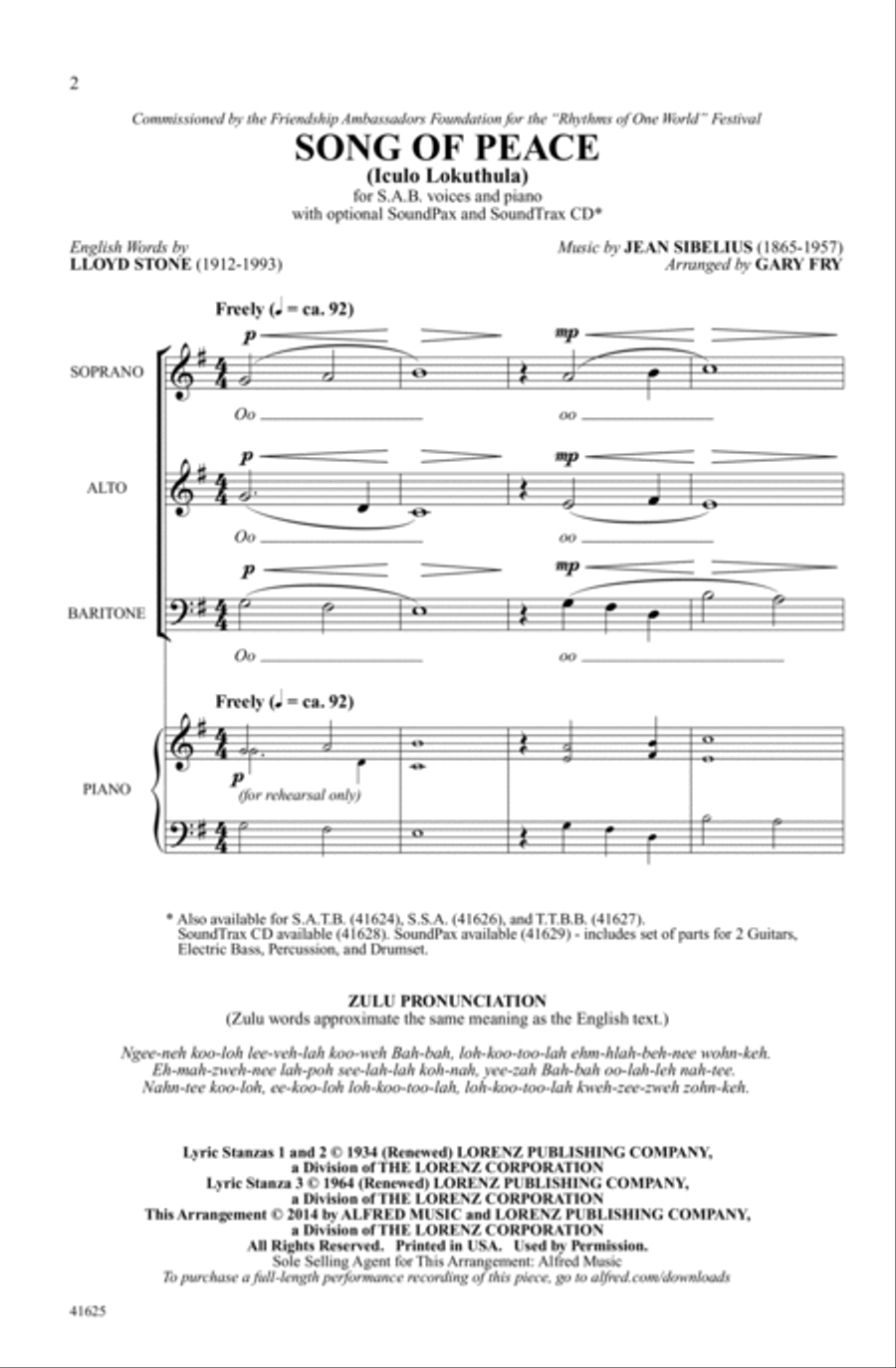 Song of Peace Song of Peace Choir scores gallery preview page 1
