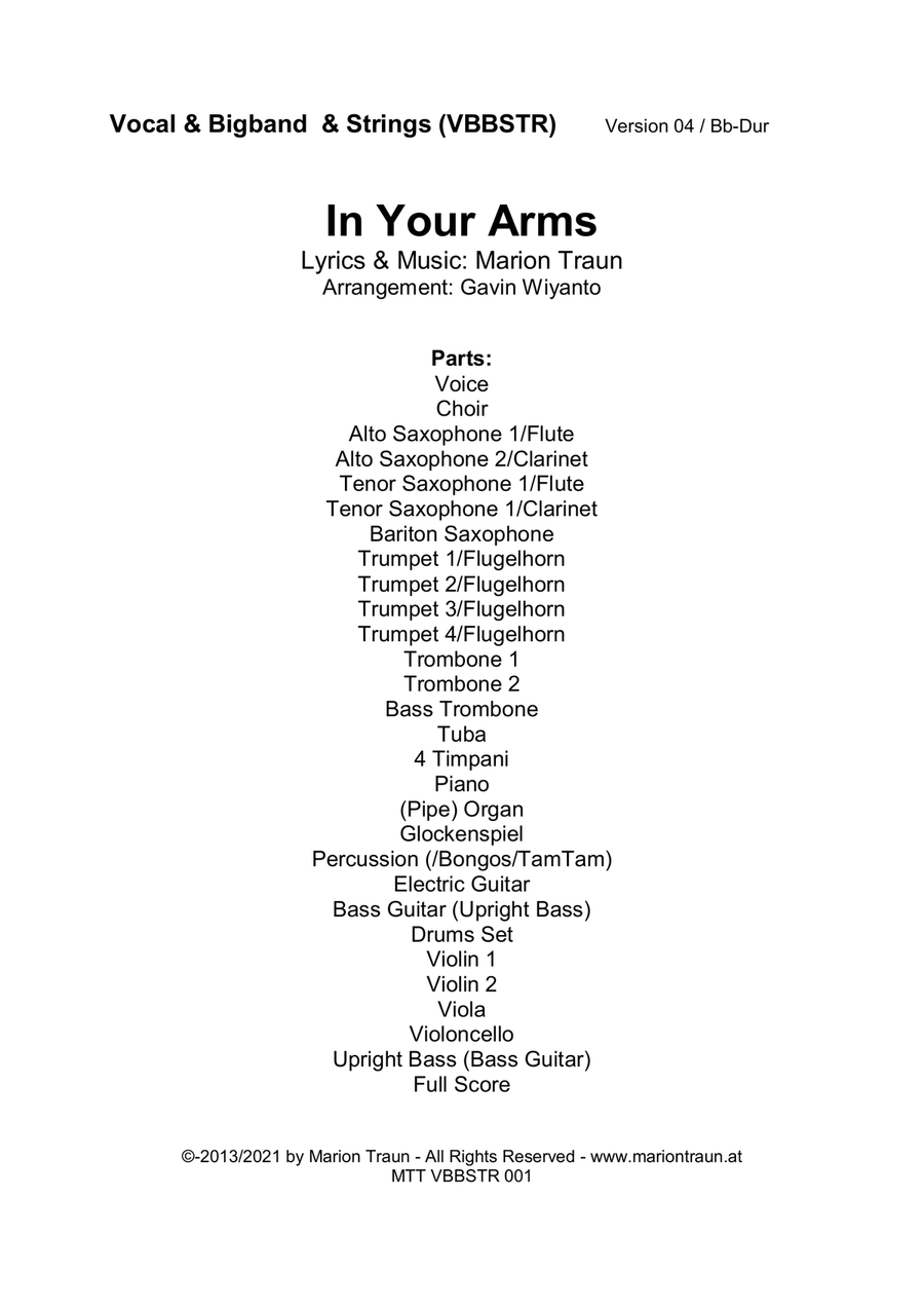 In Your Arms (Voice & Full Orchestra) Full Orchestra scores gallery preview page 1