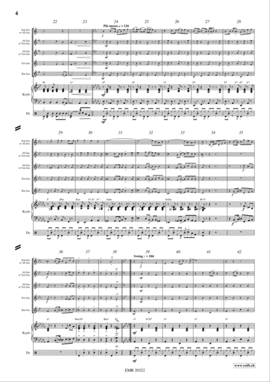 Battle Hymn Of The Republic Saxophone Quintet scores gallery preview page 4