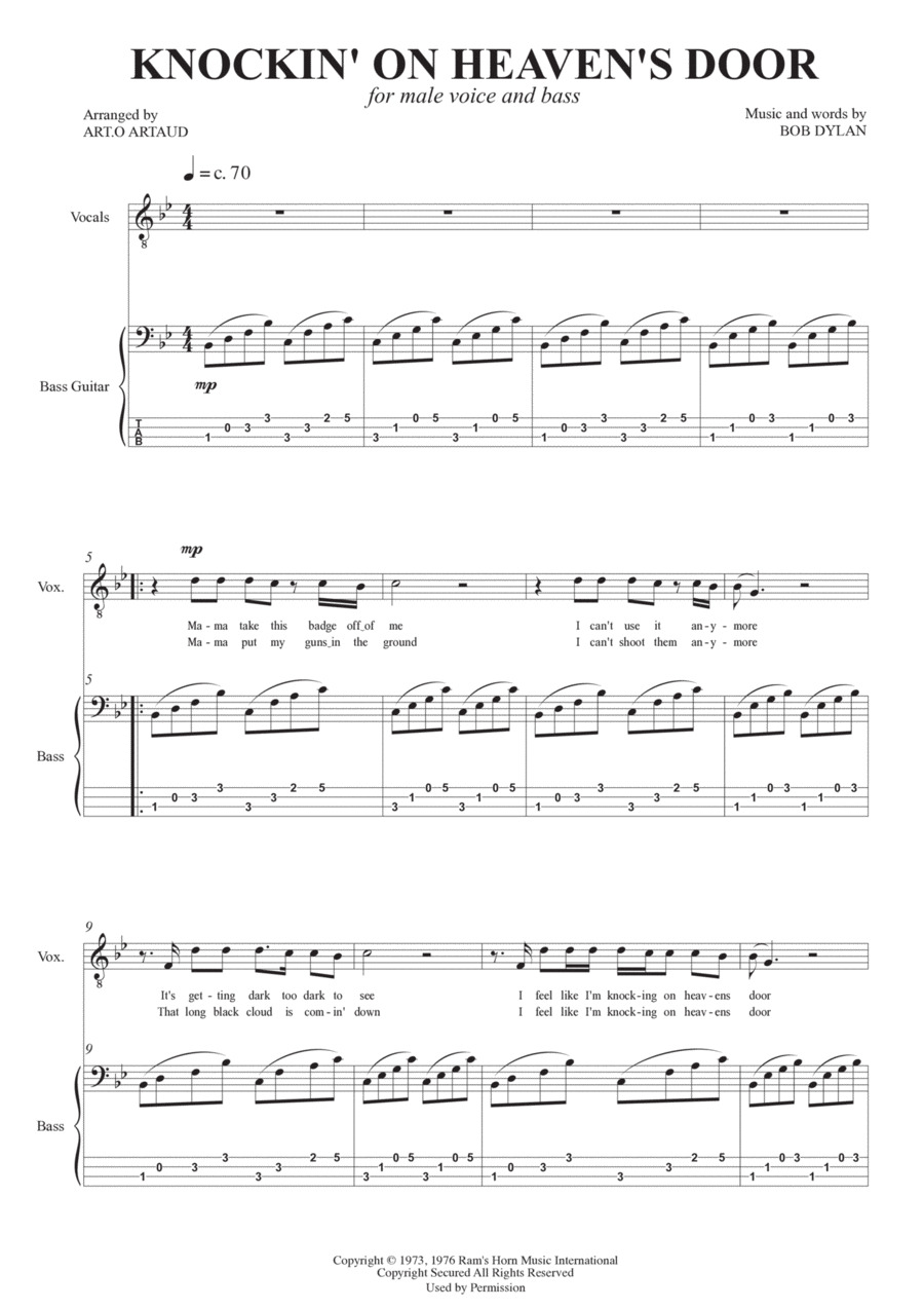 Knockin' On Heaven's Door Chamber Music scores gallery preview page 1