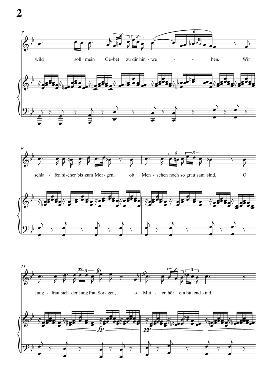 Schubert - Ave Maria for voice and piano (in B flat Key) Piano, Vocal scores gallery preview page 2