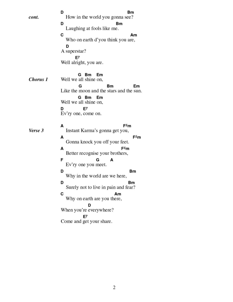 Instant Karma Acoustic Guitar scores gallery preview page 2
