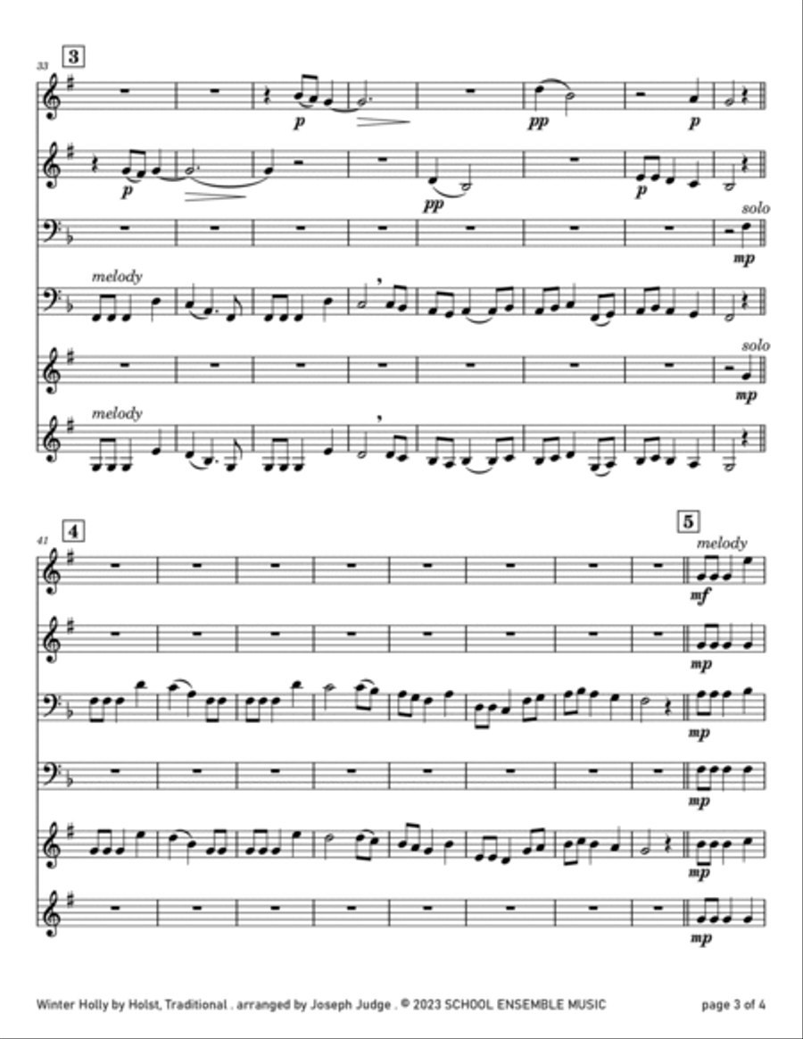 Winter Holly for Brass Quartet in Schools Brass Quartet scores gallery preview page 3