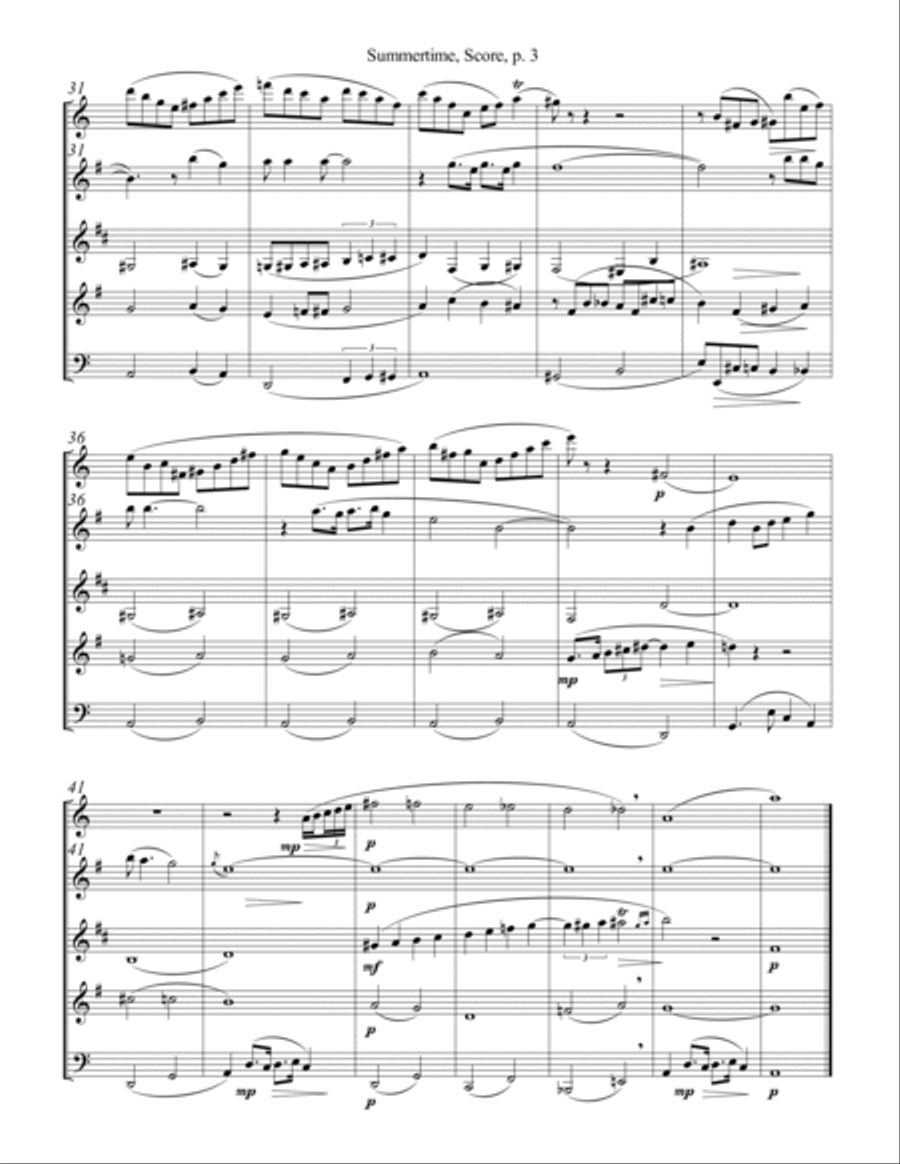 Summertime Woodwind Quintet scores gallery preview page 3