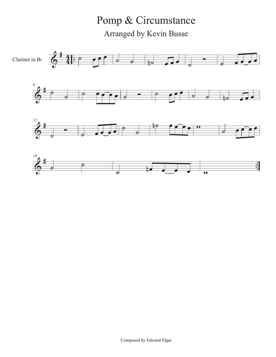 Pomp & Circumstance - Clarinet Clarinet Solo scores gallery preview page 1