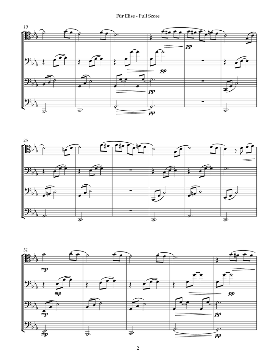 Für Elise (for Bassoon Quartet) Bassoon Quartet scores gallery preview page 6