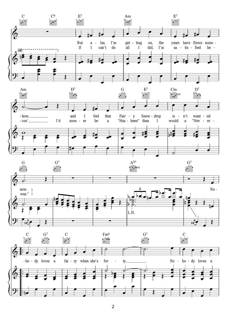 Nobody Loves A Fairy When She's Forty Piano, Vocal scores gallery preview page 2