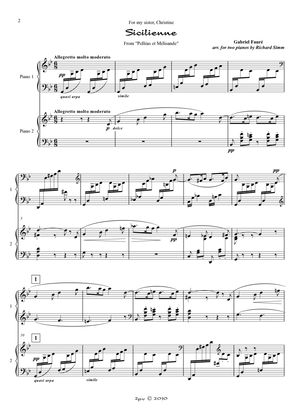 'Sicilienne' from 'Pelléas et Melisande', for 2 pianos