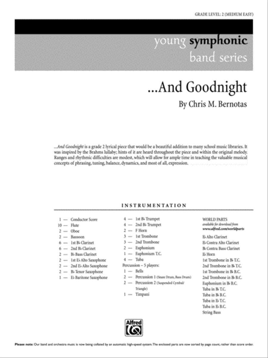 . . . And Goodnight: Score Concert Band scores gallery preview page 1