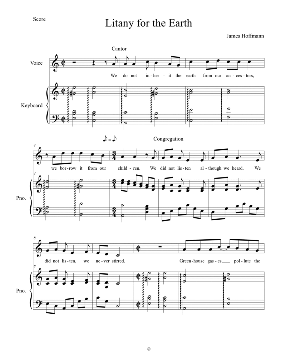 Litany for the Earth Unison Choir scores gallery preview page 1