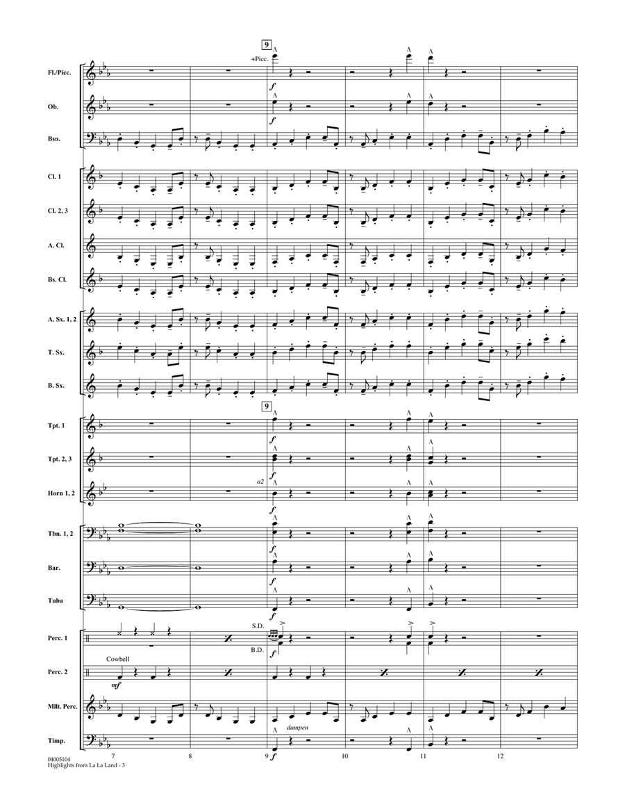 Highlights from La La Land - Conductor Score (Full Score) Concert Band scores gallery preview page 3