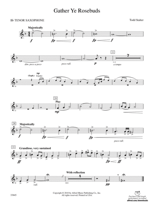 Gather Ye Rosebuds: B-flat Tenor Saxophone