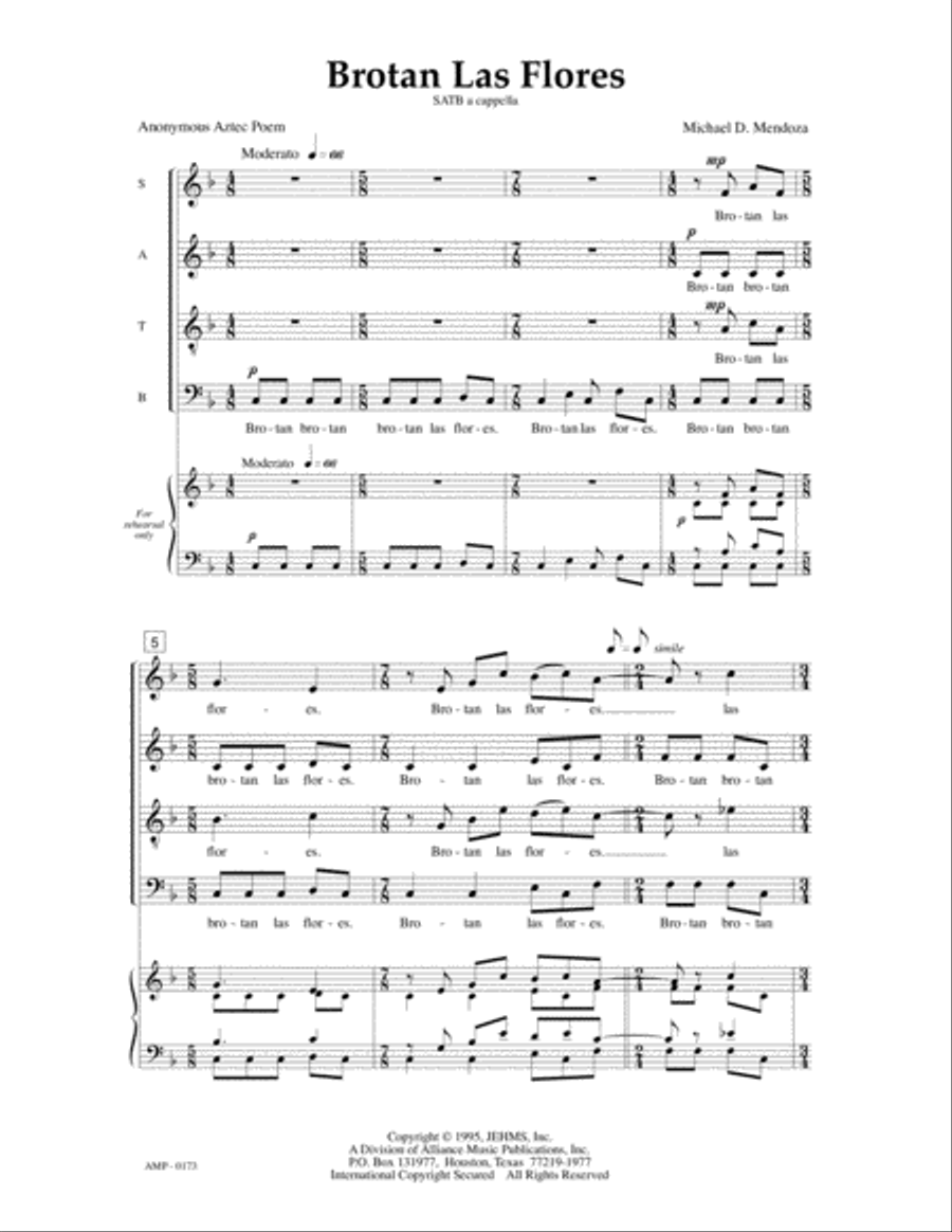 Brotan Las Flores Brotan Las Flores 4-Part scores gallery preview page 2