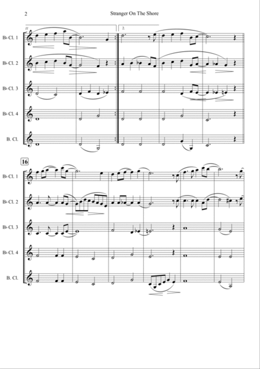 Stranger On The Shore Woodwind Quartet scores gallery preview page 2