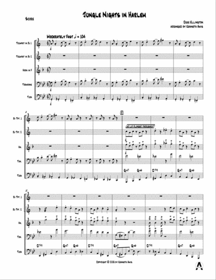 Jungle Nights in Harlem Brass Quintet scores gallery preview page 3