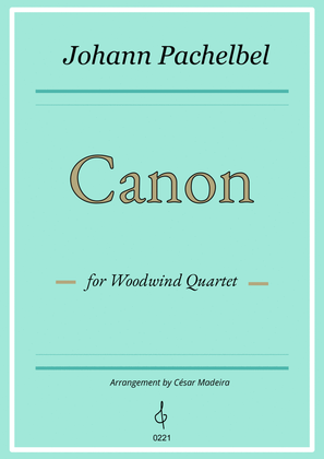Book cover for Pachelbel's Canon in D - Woodwind Quartet (Full Score) - Score Only