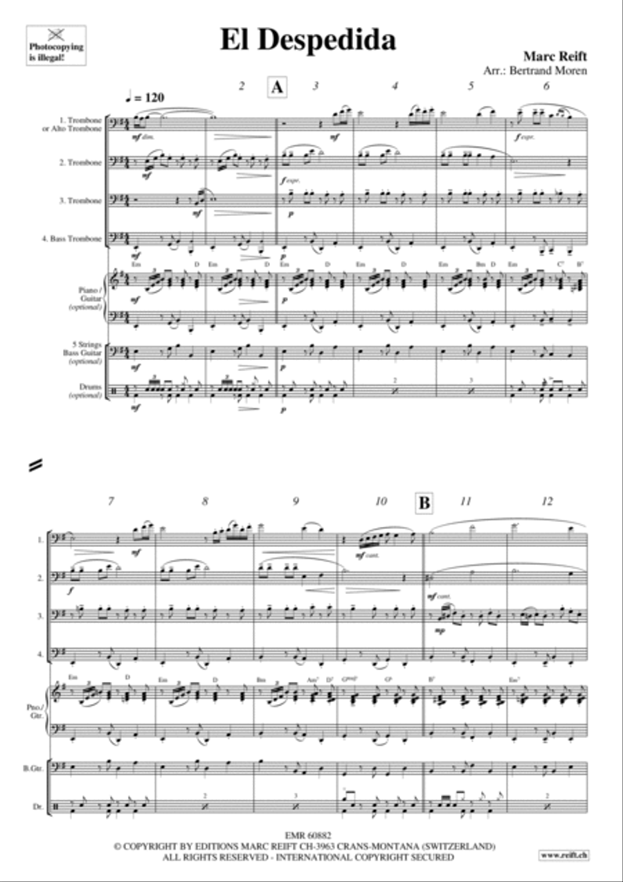 El Despedida Trombone Quartet scores gallery preview page 3