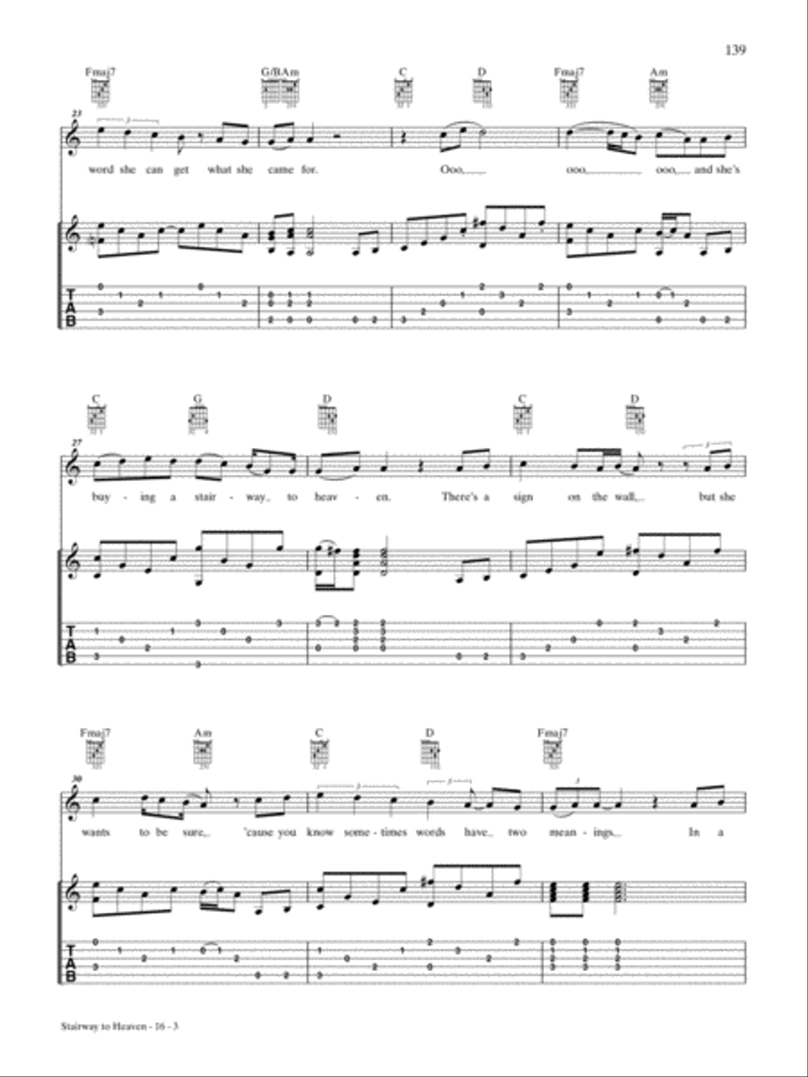 Stairway To Heaven Guitar Tablature scores gallery preview page 3