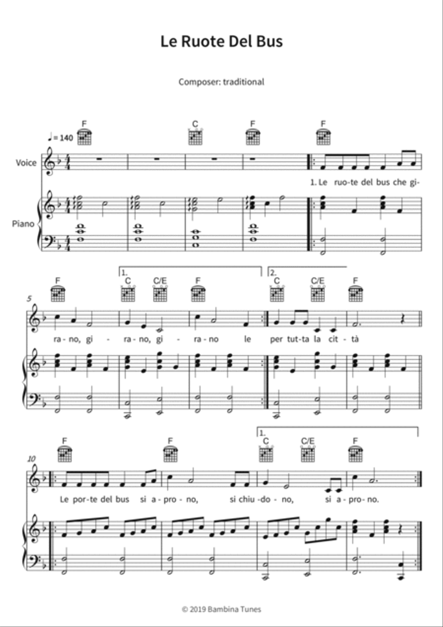 Le Ruote Del Bus Piano, Vocal, Guitar scores gallery preview page 3