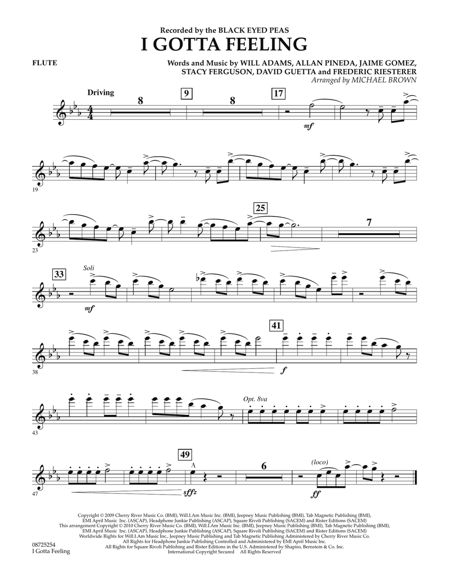 I Gotta Feeling - Flute