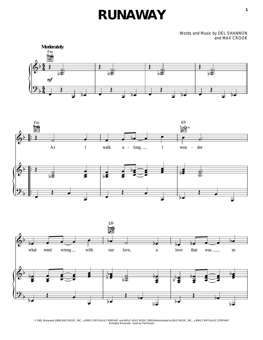 Runaway Piano, Vocal, Guitar scores gallery preview page 1