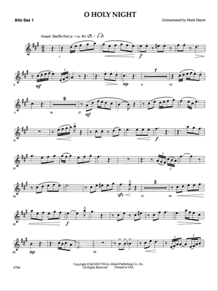 O Holy Night: E-flat Alto Saxophone Alto Saxophone scores gallery preview page 1