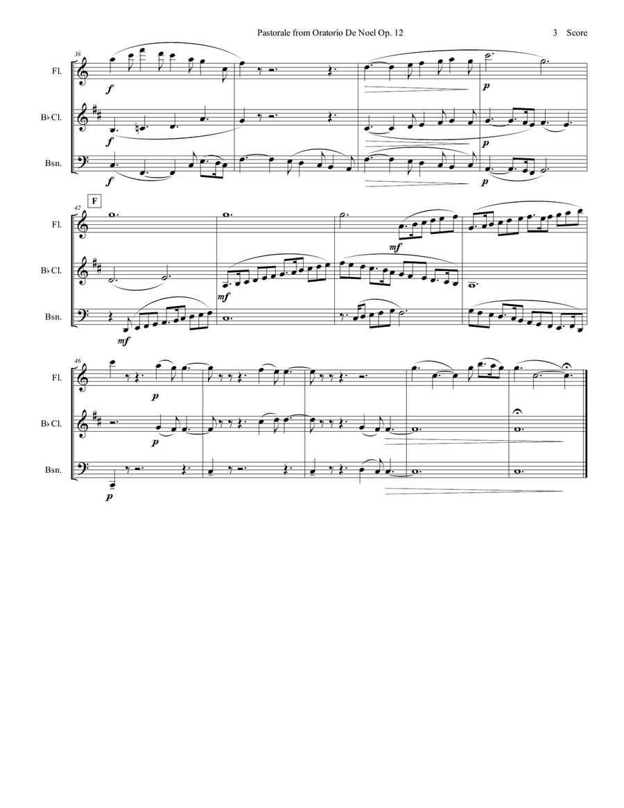 Pastorale from Oratorio De Noel for flute, clarinet, and bassoon Woodwind Trio scores gallery preview page 4