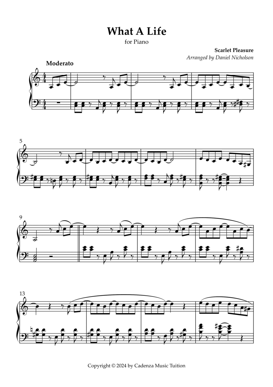 What A Life Piano Solo scores gallery preview page 1