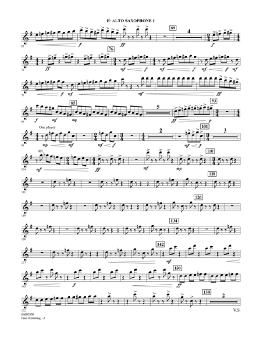 Free Running - Eb Alto Saxophone 1 Concert Band scores gallery preview page 2