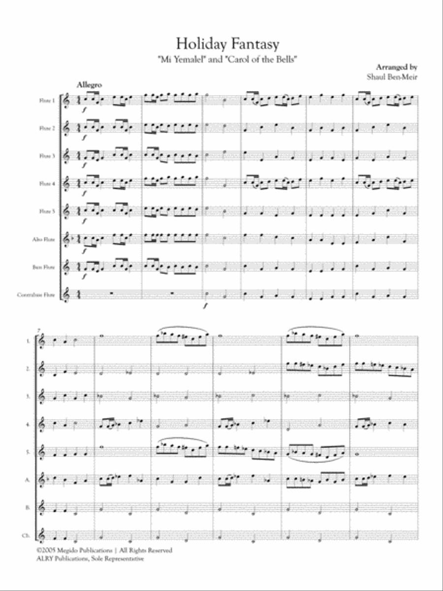 Holiday Fantasy for Flute Orchestra Flute Choir scores gallery preview page 3